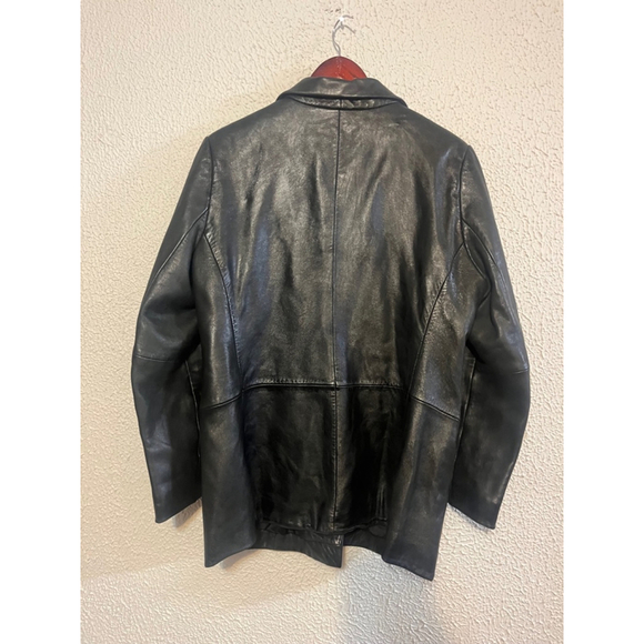 Vintage Women’s Lord & Taylor Soft Black Button Leather Dark Academia Jacket - Picture 2 of 9